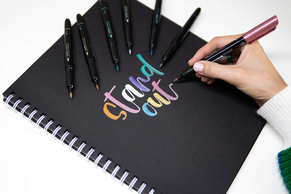 Zebra Pen Metallic Brush Pen, Medium Point, Pigment Ink, Assorted Colors, 3 Pack