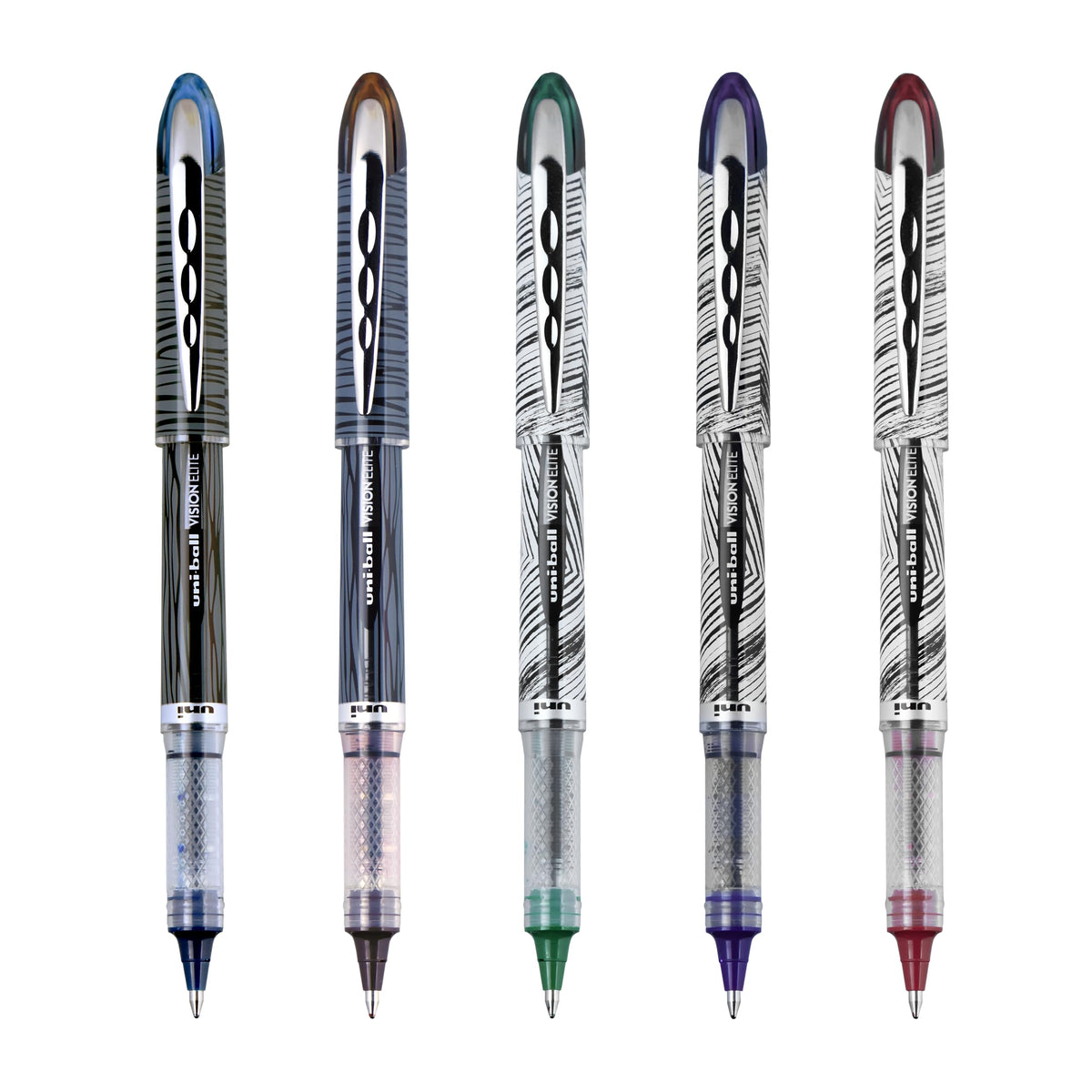 Uni-Ball Vision Elite BLX Designer Rollerball Pens Bold Point, 0.8mm, Assorted, 5 Pack