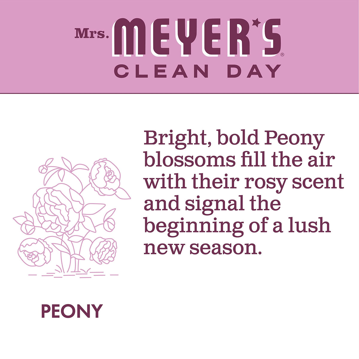 Mrs. MEYER'S Kitchen Set, Dish Soap, Hand Soap, and Multi-Surface Cleaner, 3 CT (Peony)