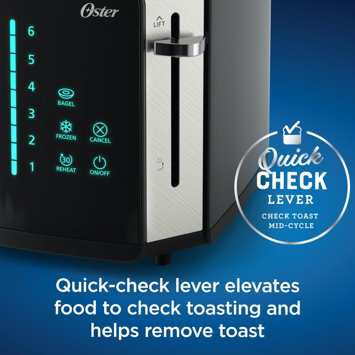 Oster 2-Slice Stainless Steel Digital Touchscreen Toaster with Quick-Check Lever and Digital Countdown Timer