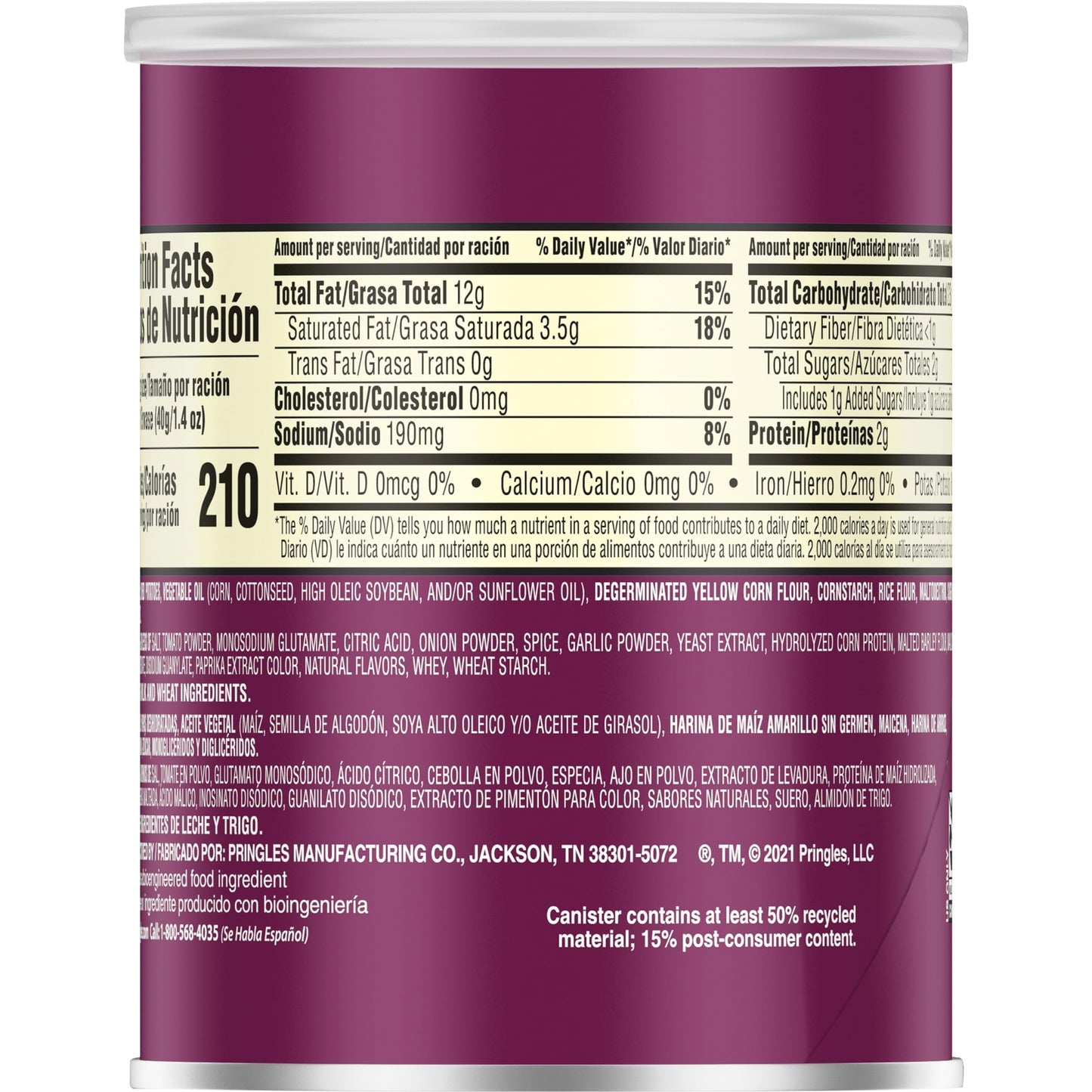 Pringles Potato Crisps Chips, Lunch Snacks, Office and Kids Snacks, Grab N' Go Pack, BBQ, 1.4oz Can (1 Can)