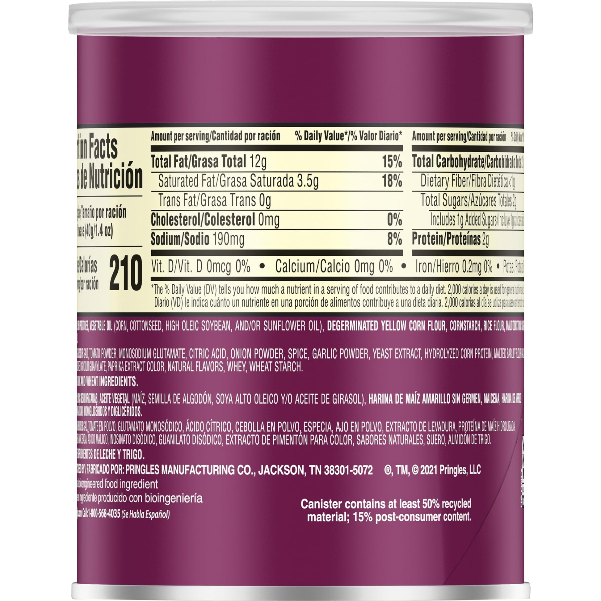 Pringles Potato Crisps Chips, Lunch Snacks, Office and Kids Snacks, Grab N' Go Pack, BBQ, 1.4oz Can (1 Can)