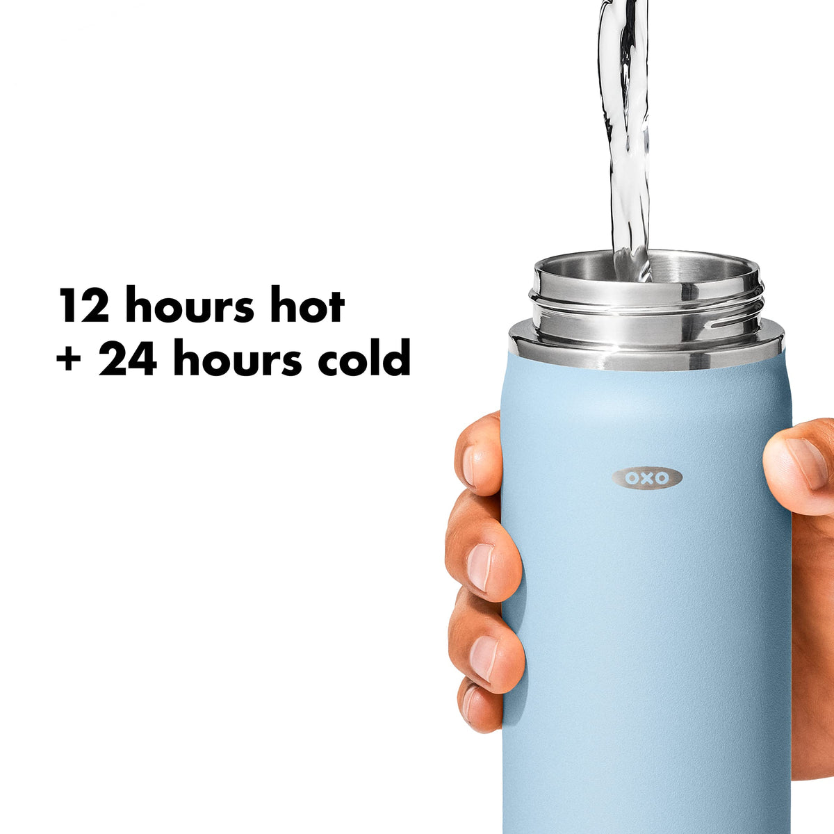 OXO Strive 24oz Wide Mouth Water Bottle with Straw Lid - Topaz Blue