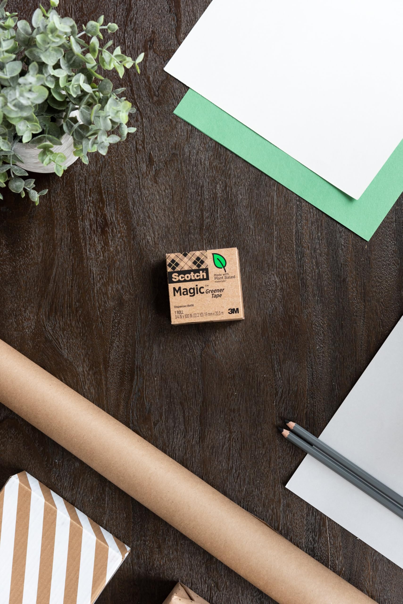 Scotch Magic Greener Tape, 24 Rolls, Numerous Applications, Invisible, Engineered for Repairing, 3/4 x 900 Inches, Boxed