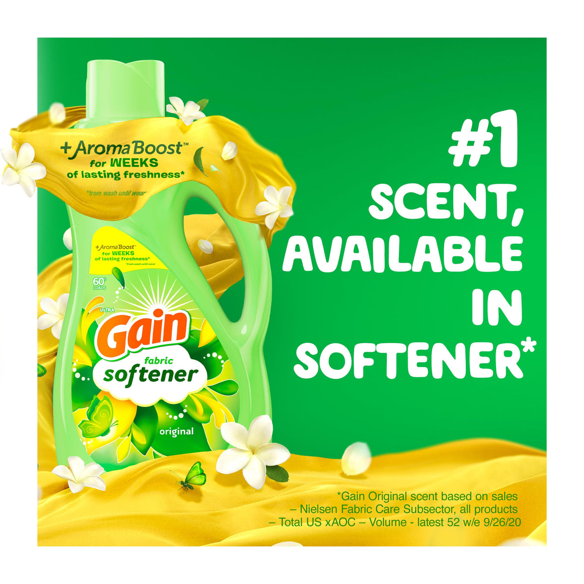 Gain Laundry Fabric Softener Liquid, Original, 129 Fl Oz 150 Loads