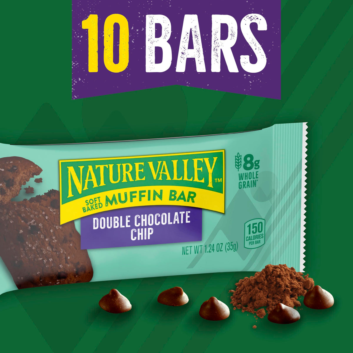 Nature Valley Soft Baked Muffin Bars, Double Chocolate Chip, 10 Bars, 12.4 oz