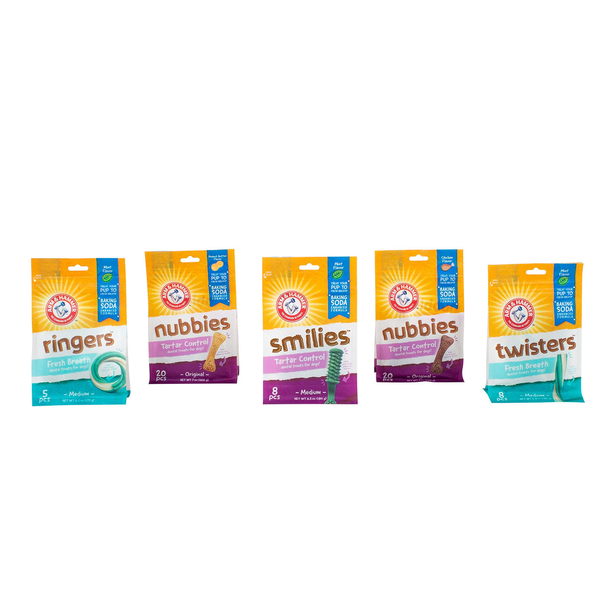 Arm & Hammer for Pets Nubbies Dental Treats for Dogs with Baking Soda and Calcium, Treat Chews Help Fight Bad Breath, Plaque & Tartar without Brushing, Peanut Butter, 20 Pcs, 4pk (Packaging may vary)