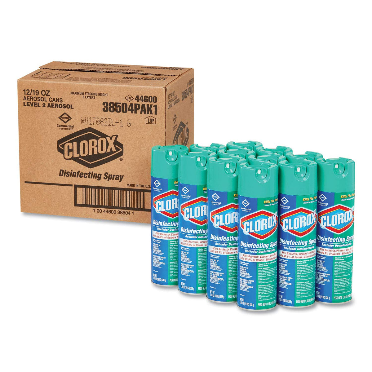 Clorox Disinfecting Spray Multi-Surface Cleaner, Kill Bacteria, Viruses and Mold, Eliminate Odors, 19 Oz - 12 Pack