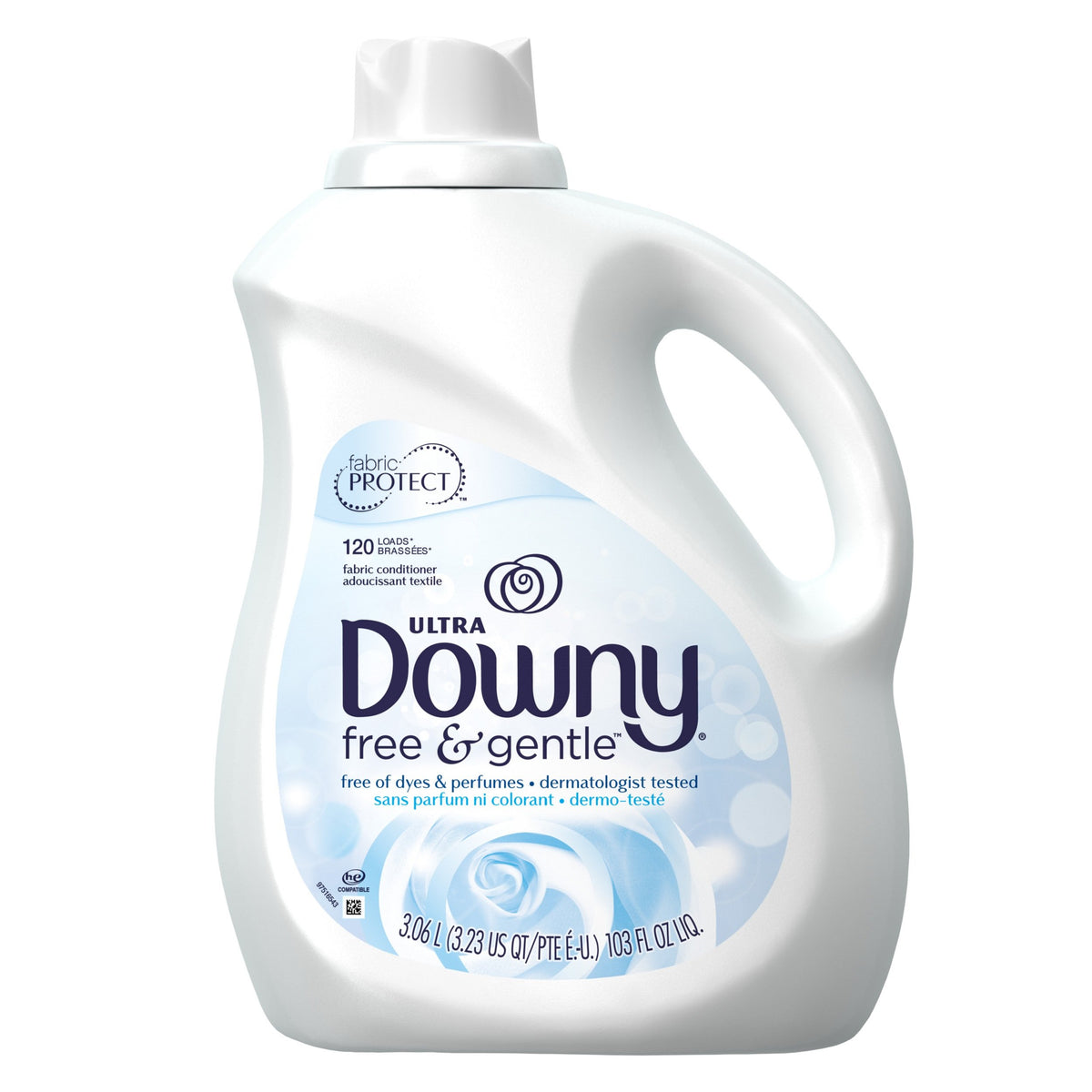 Downy Ultra Free & Gentle Liquid Fabric Conditioner (Fabric Softener), 120 Loads, 103 fl oz (Packaging May Vary)