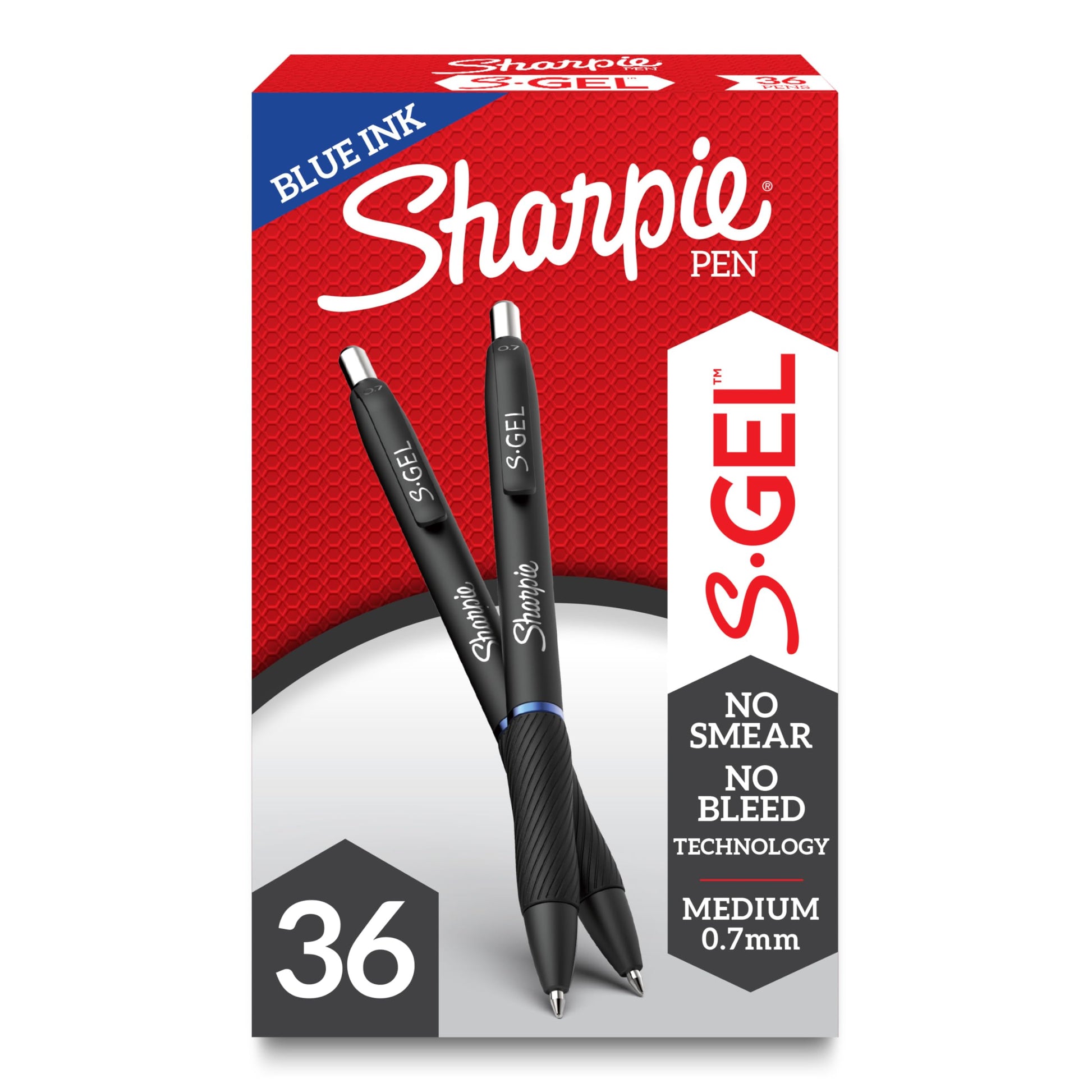 SHARPIE S-Gel, Gel Pens, Medium Point (0.7mm), Blue Ink Gel Pen, 36 Count