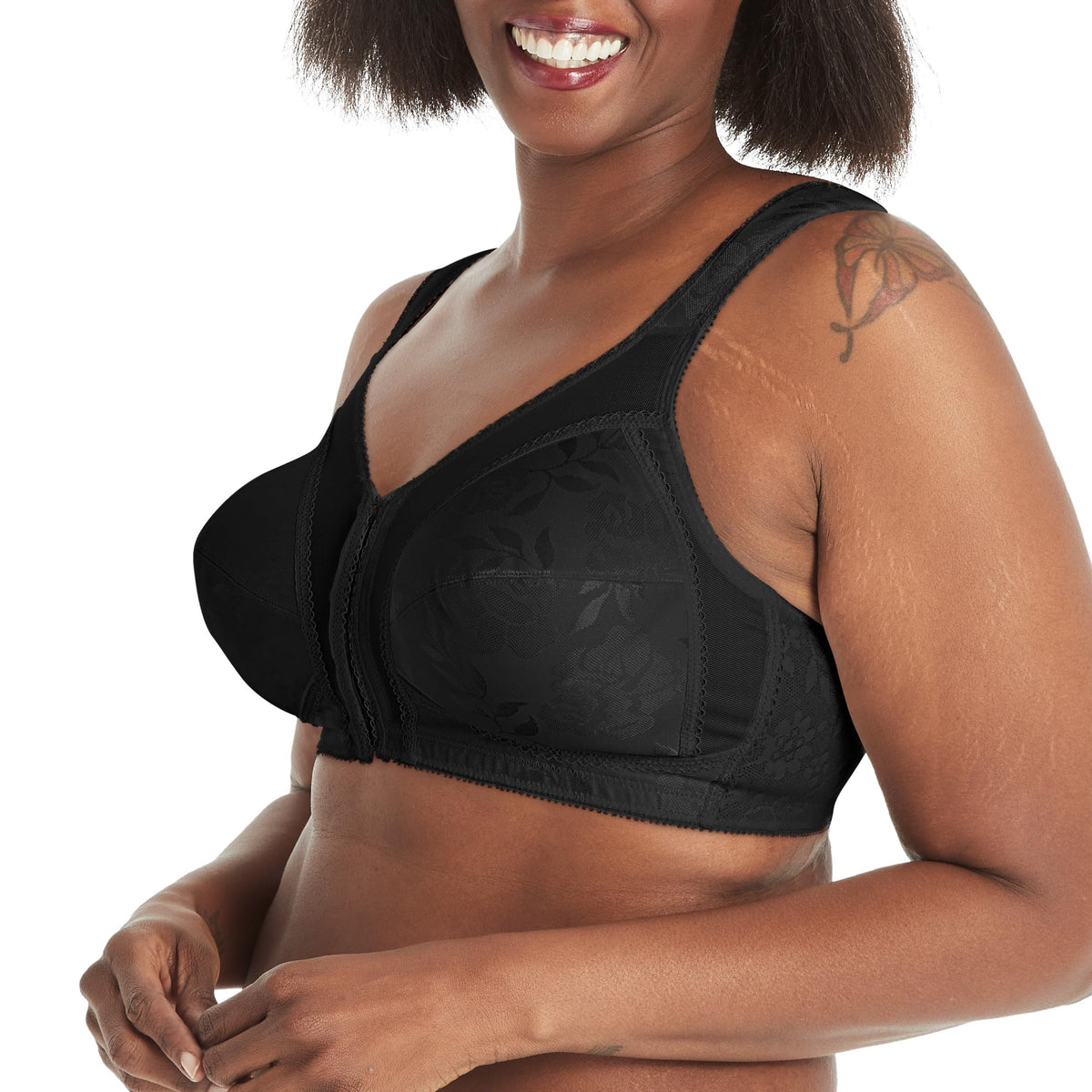 Playtex womens 18 Hour Front-close Wirefree W/ Flex Back Us4695 Full Coverage Bra, Black, 40D US