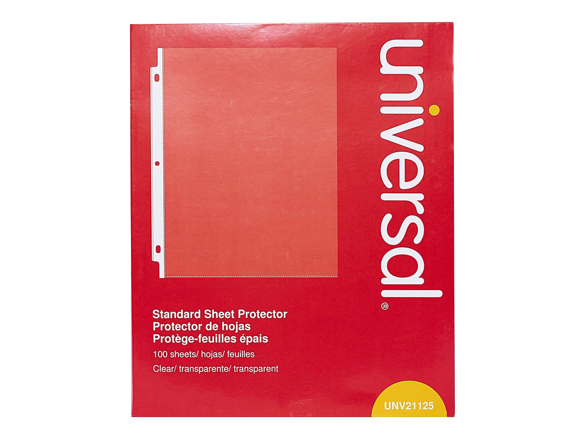 Universal UNV21125 Standard Top-Load Poly Sheet Protectors - Letter, Clear (100/Box)