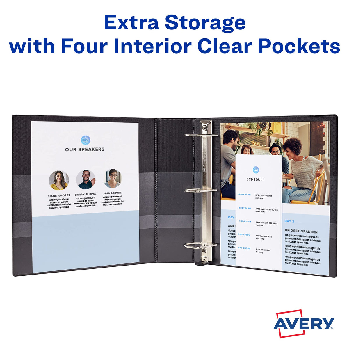 Avery Durable Clear View 3 Ring Binders, 2 Inch EZD Rings, 1 White Binder (09501)