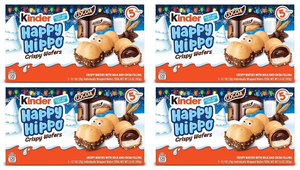 Kinder Happy Hippo Cocoa Biscuits 3.62 oz each (4 Items Per Order)