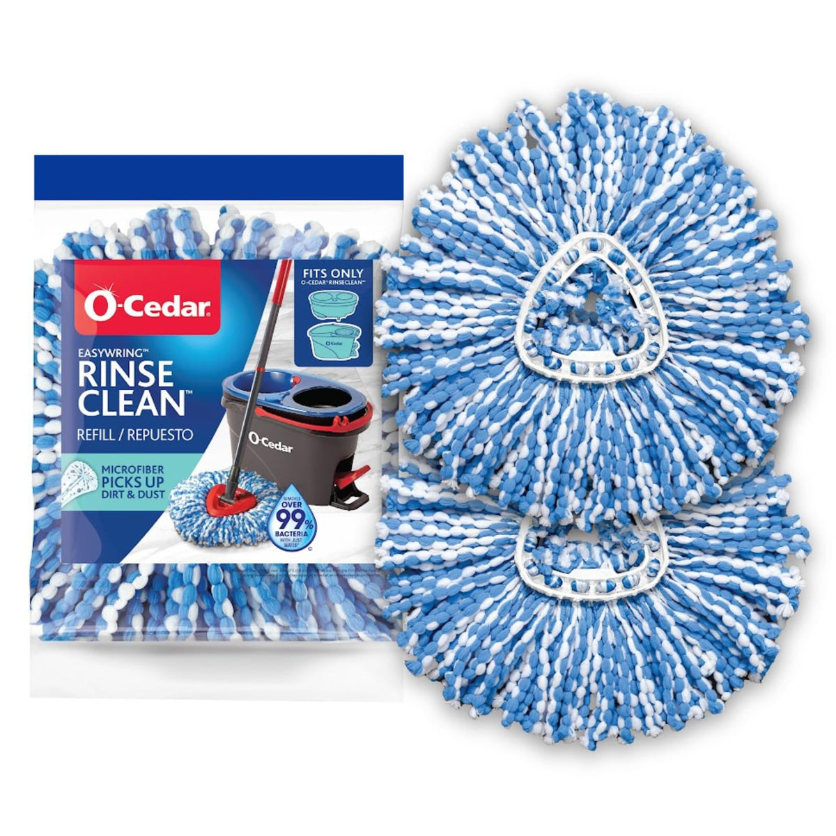 O-Cedar RinseClean Spin Mop Microfiber Refill, 1 CT (Pack of 2)