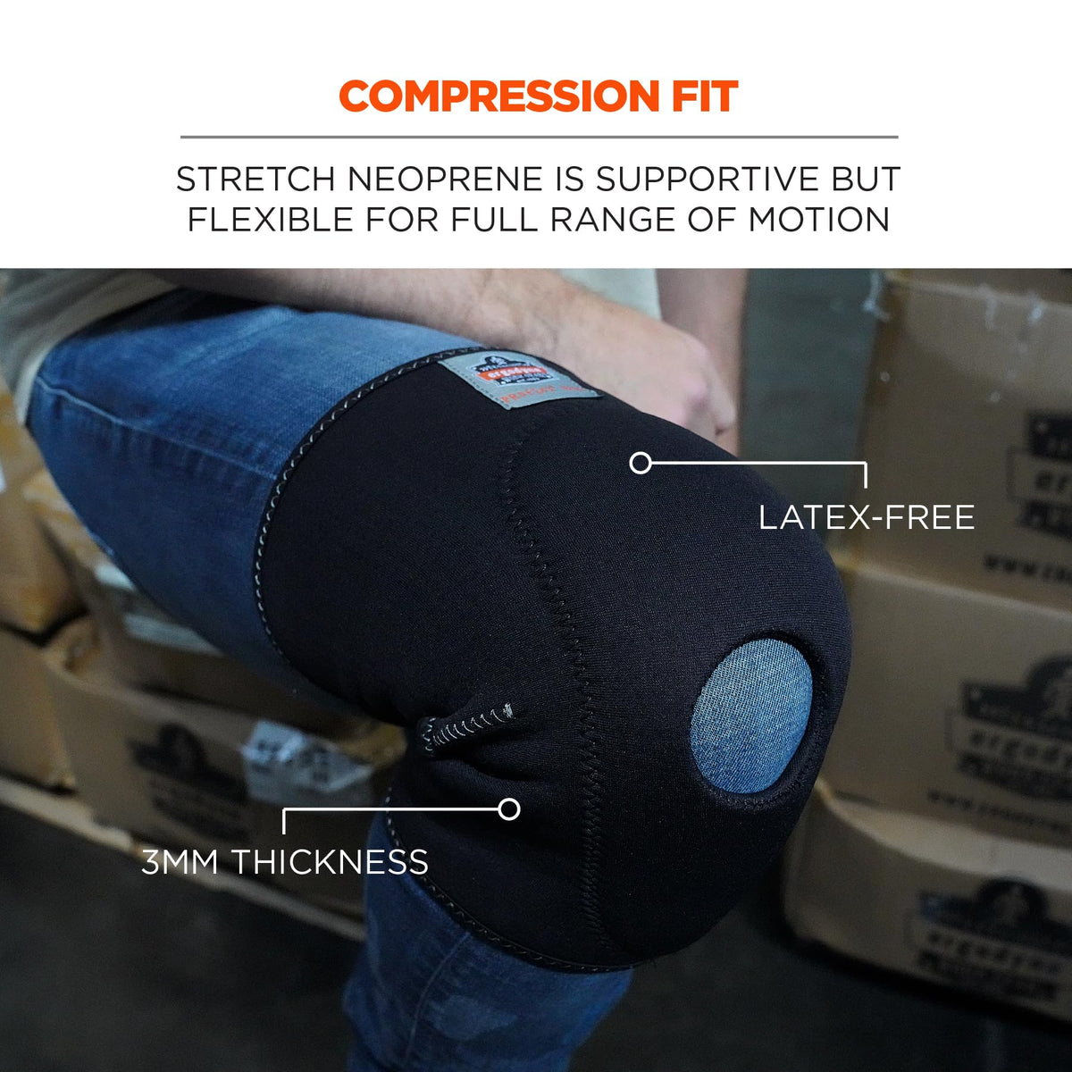 Ergodyne ProFlex 615 Knee Sleeve, Black, Large