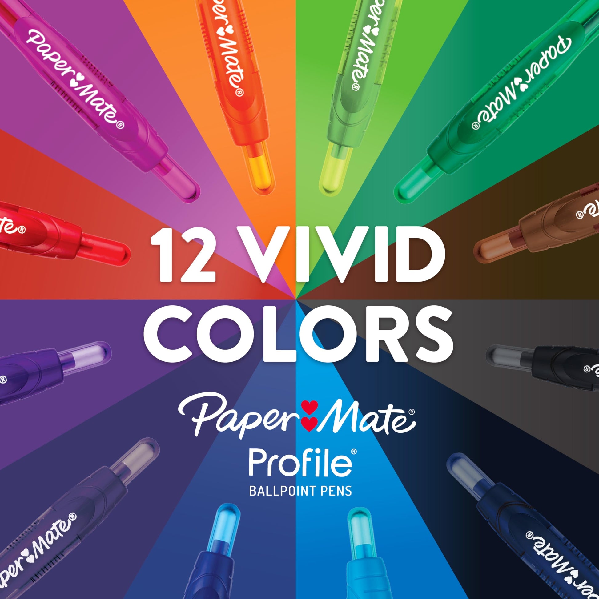 Paper Mate Profile Retractable Ballpoint Pens, Bold Point (1.4mm), Black, 12 Count
