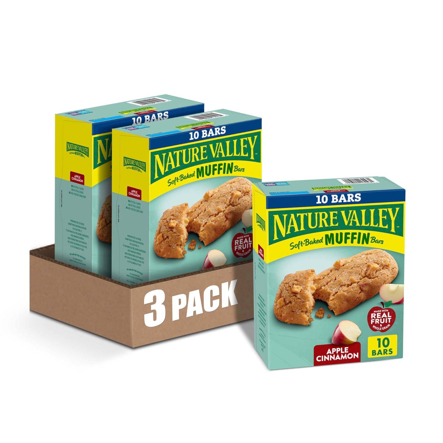 Nature Valley Soft Baked Muffin Bars, Apple Cinnamon, Snack Bars, 10 Bars, 12.4 oz (Pack of 3)