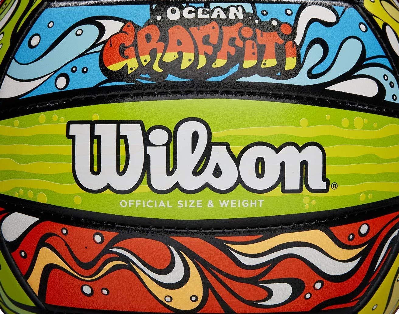 WILSON Ocean Graffiti Outdoor Recreation Volleyball - Official Size, Green/Orange/Blue