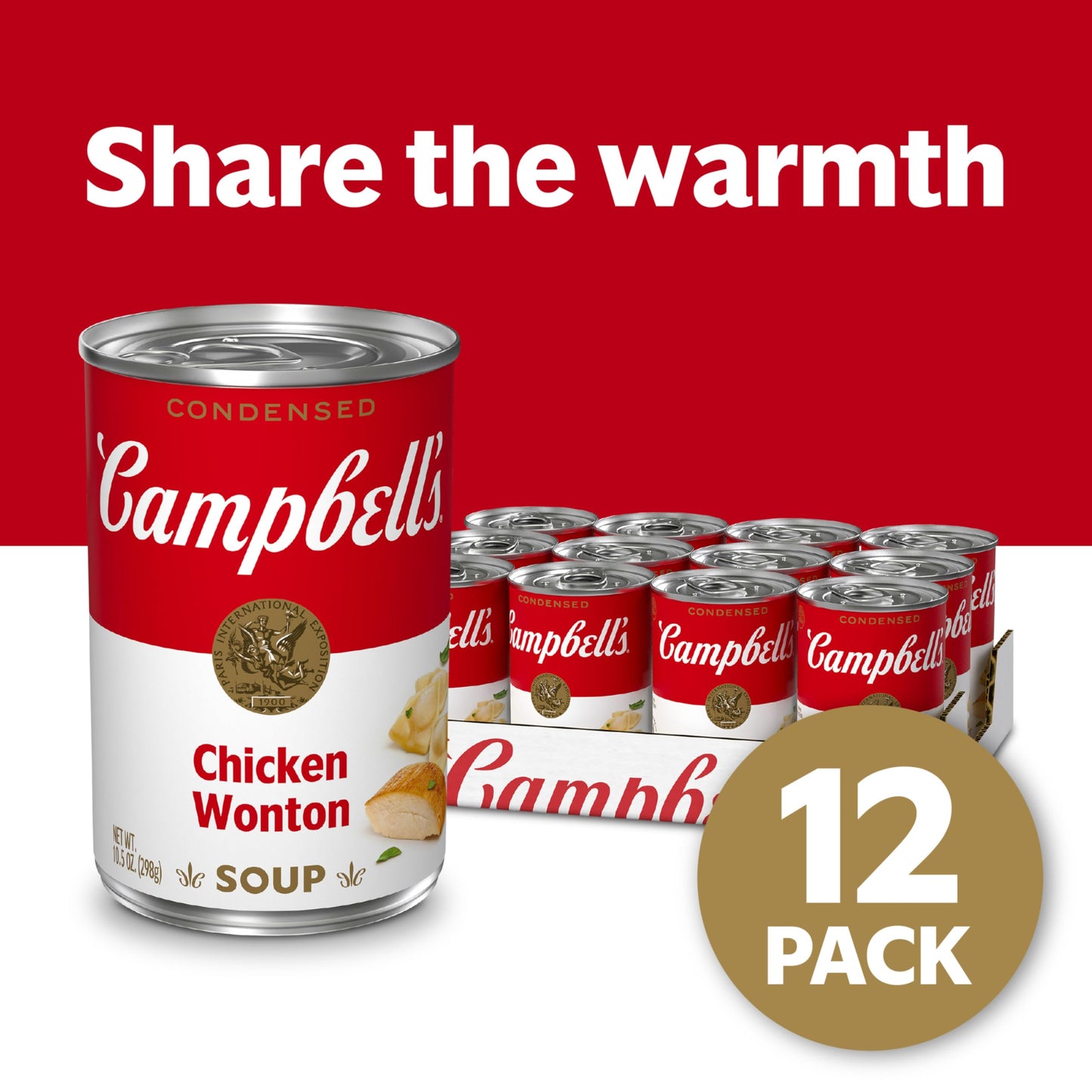 Campbell's Condensed Chicken Wonton Soup, 10.5 oz Can (12 Pack)