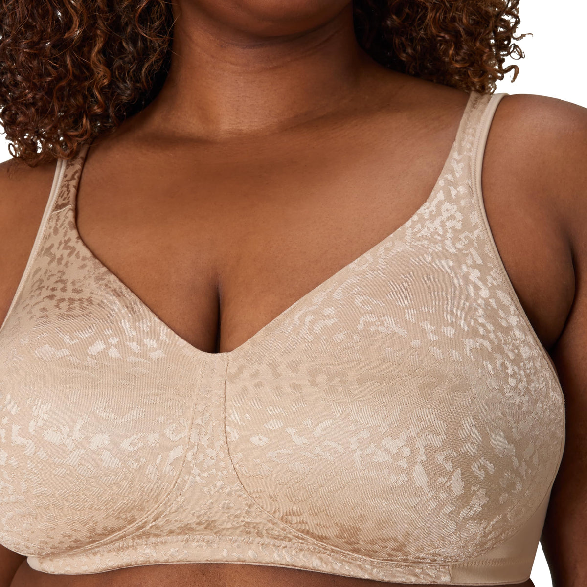 Playtex Womens 18-Hour Ultimate Lift & Support Wireless Full-Coverage Bra, Everyday Comfort, Single 2-Pack Bra, Almond Animal, 38D US