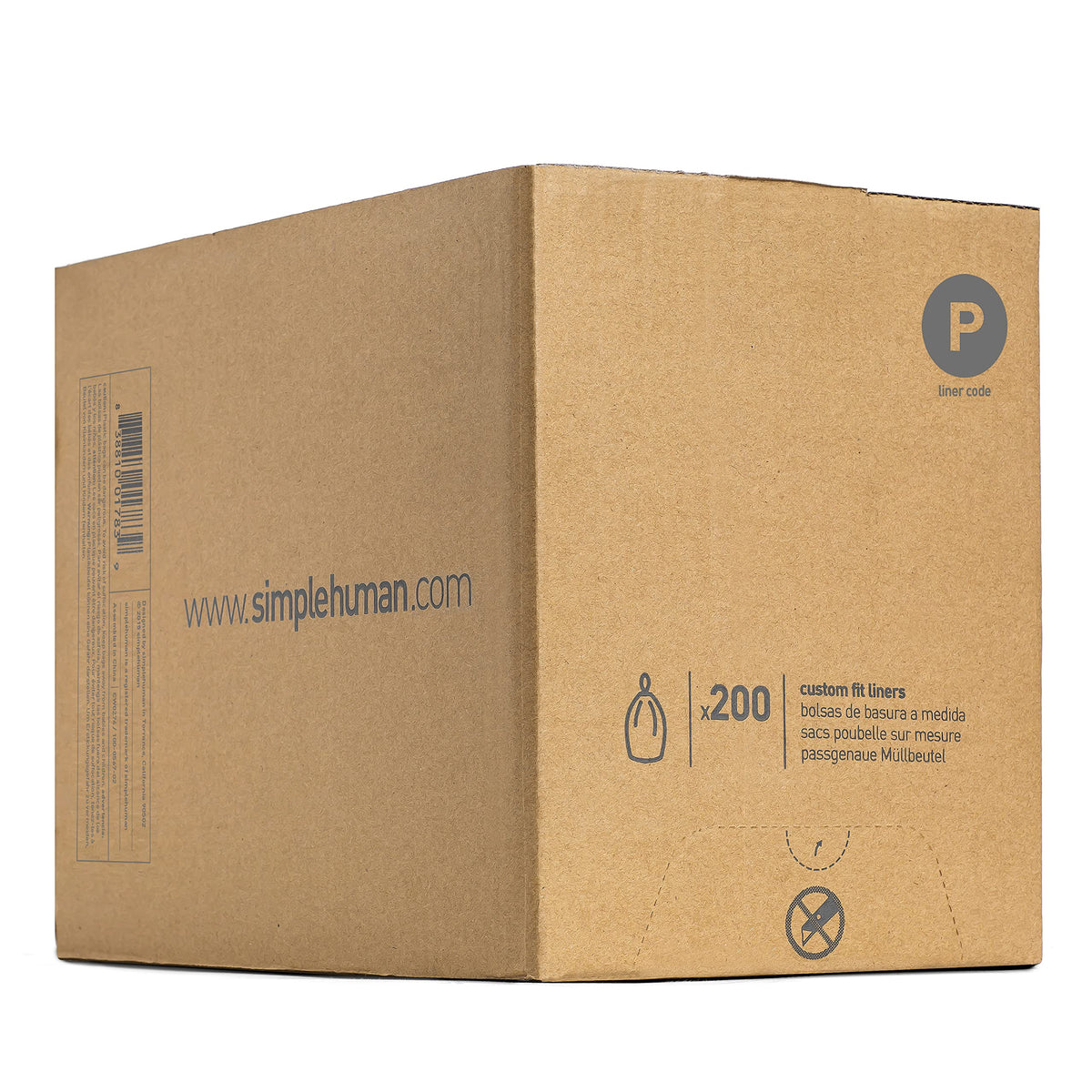 simplehuman Code P 200 Count, Genuine Custom Fit Liners, Drawstring Trash Bags, 30 Liter / 8 Gallon, White