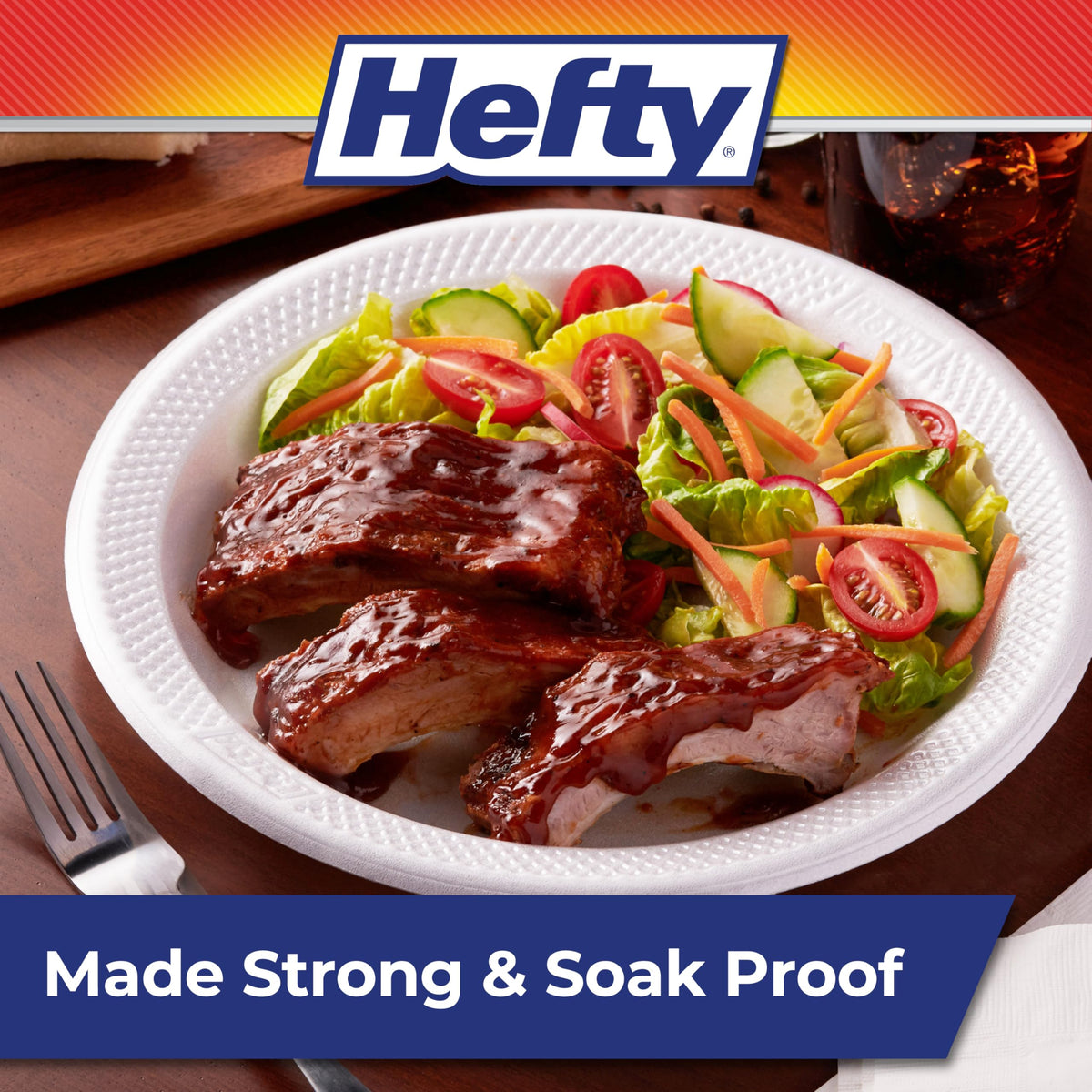 Hefty Deluxe Extra Strong & Deep Foam Plates, Round, White, 10.25 Inch, 15 Count