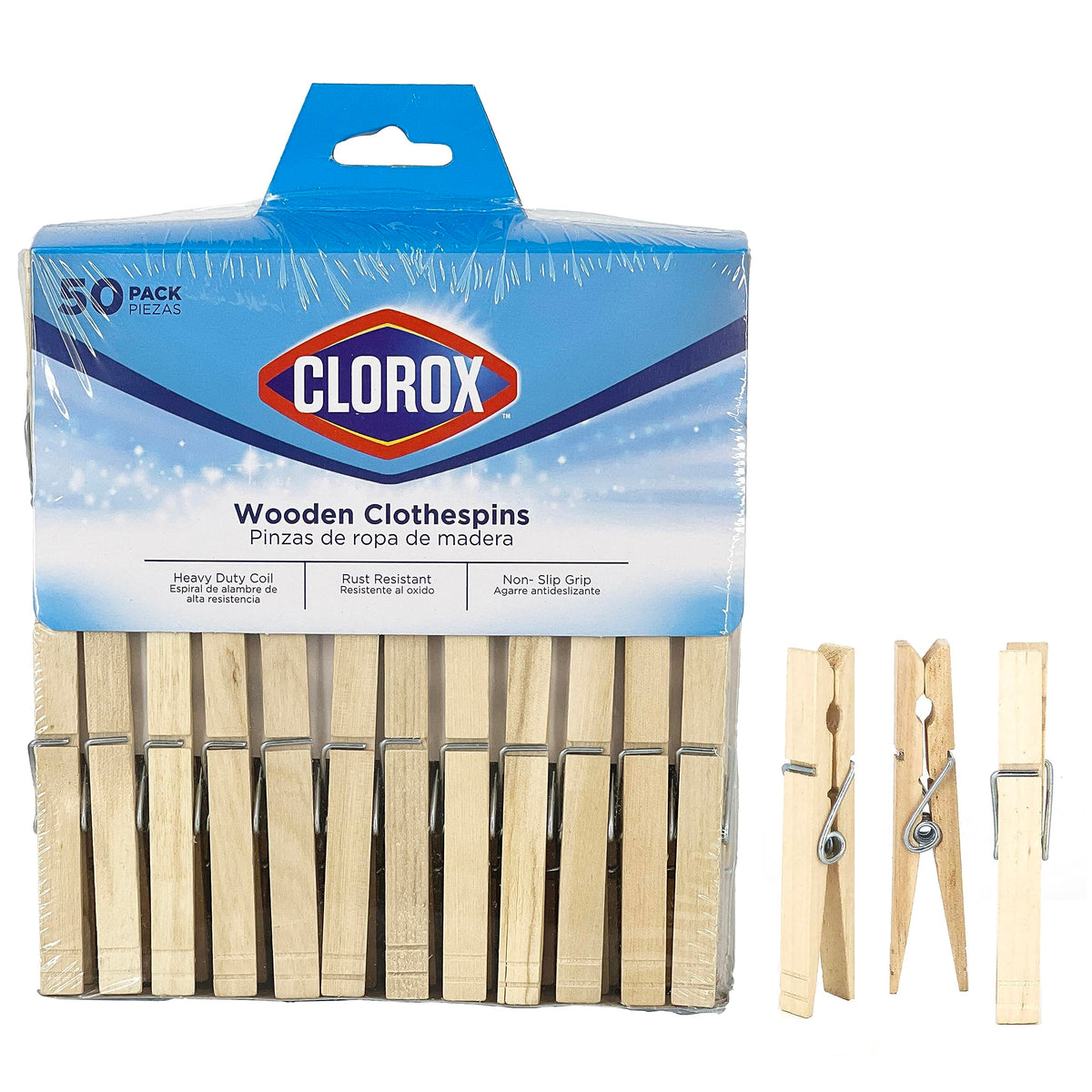 Clorox Wooden Clothespins, 50 Pack