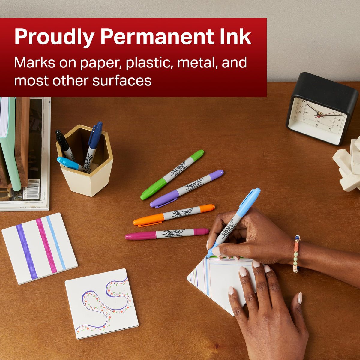 Sharpie Twin Tip Permanent Markers | Fine & Ultra-Fine Points | Black | 12 Count