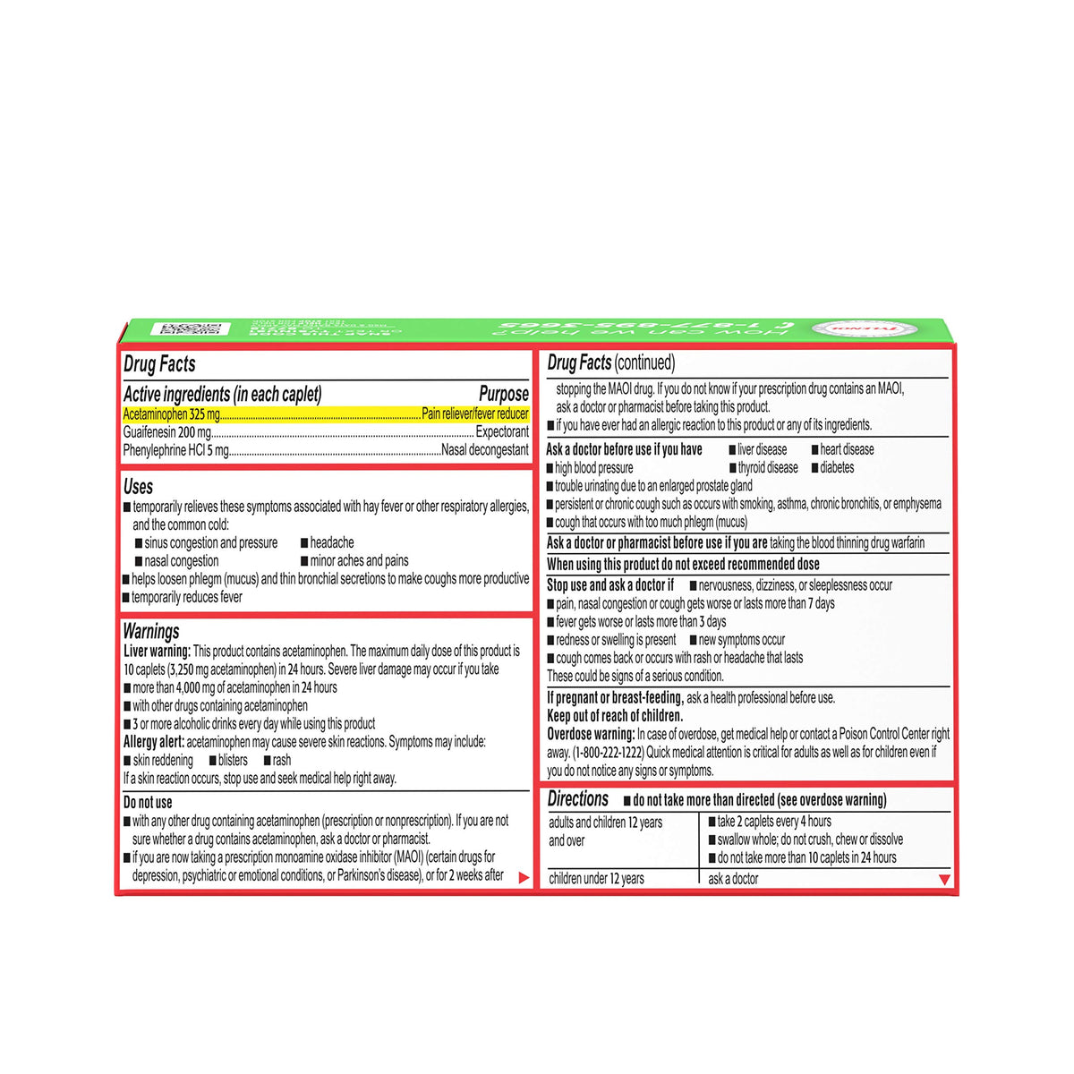 Tylenol Sinus Severe Daytime Caplets with Acetaminophen, Guaifenesin & Phenylephrine HCl, 24 ct (Pack of 2)