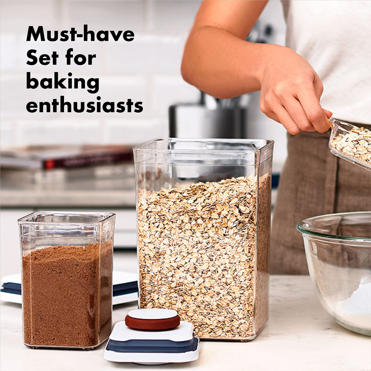 OXO Good Grips 8-Piece Baking Essentials POP Container Set, White