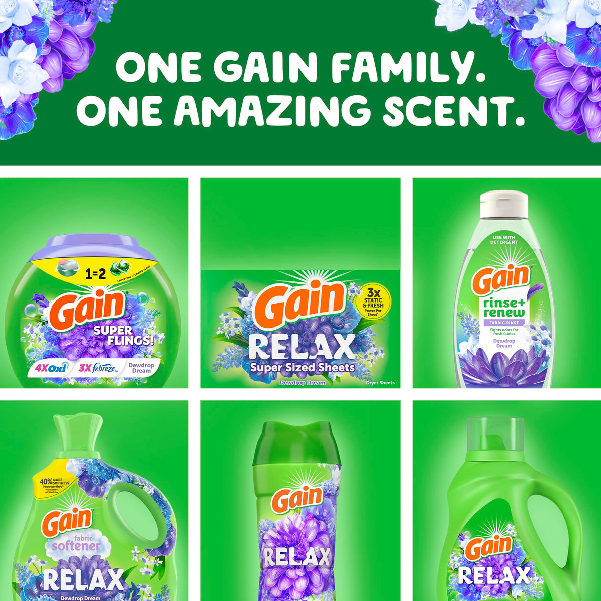 Gain Super Sized Flings Laundry Detergent Pacs, 18 Count, Dewdrop Dream Scent