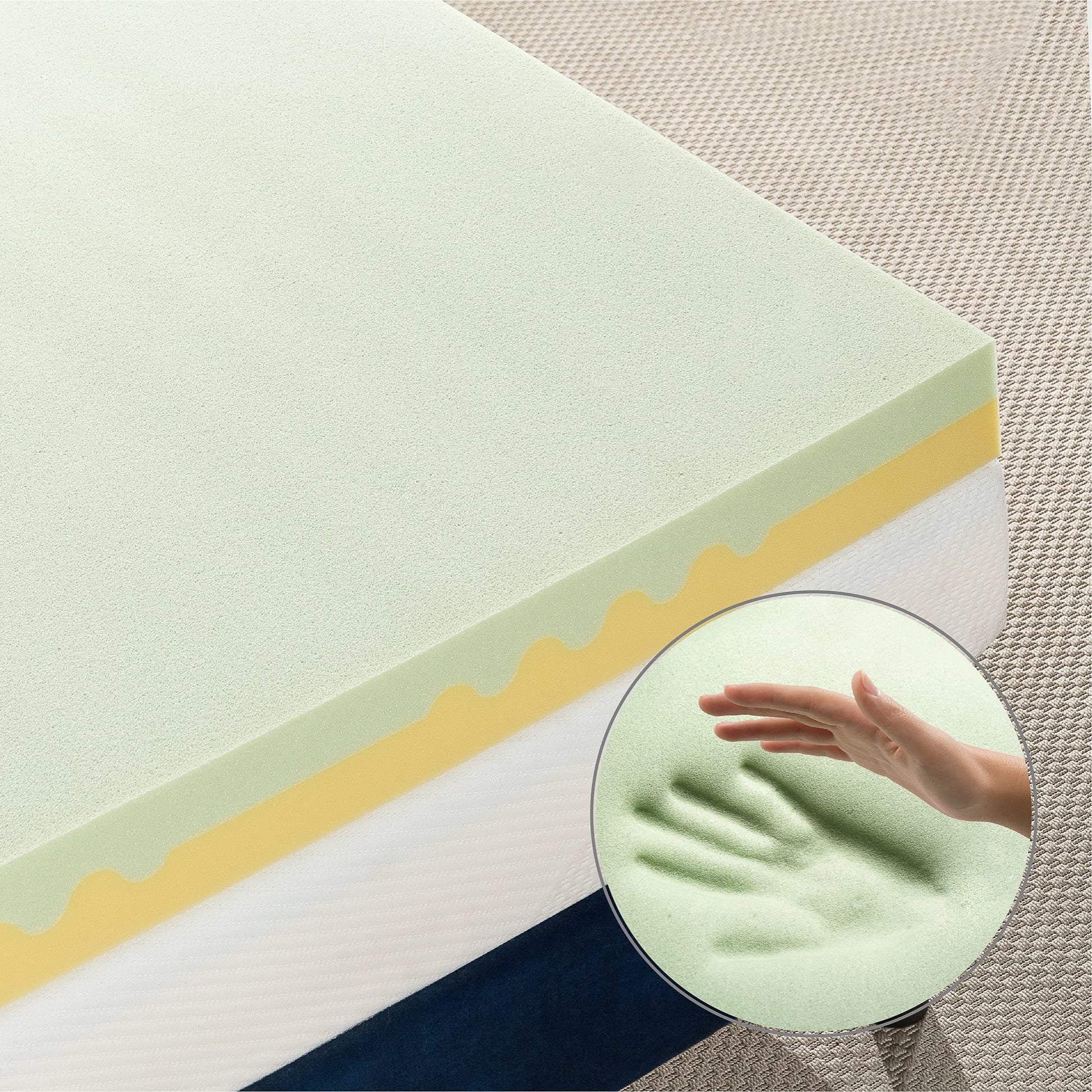 ZINUS 4 Inch Green Tea TorsoTec Memory Foam Mattress Topper, Pressure-Relieving, Lumbar Support, CertiPUR-US Certified, Queen