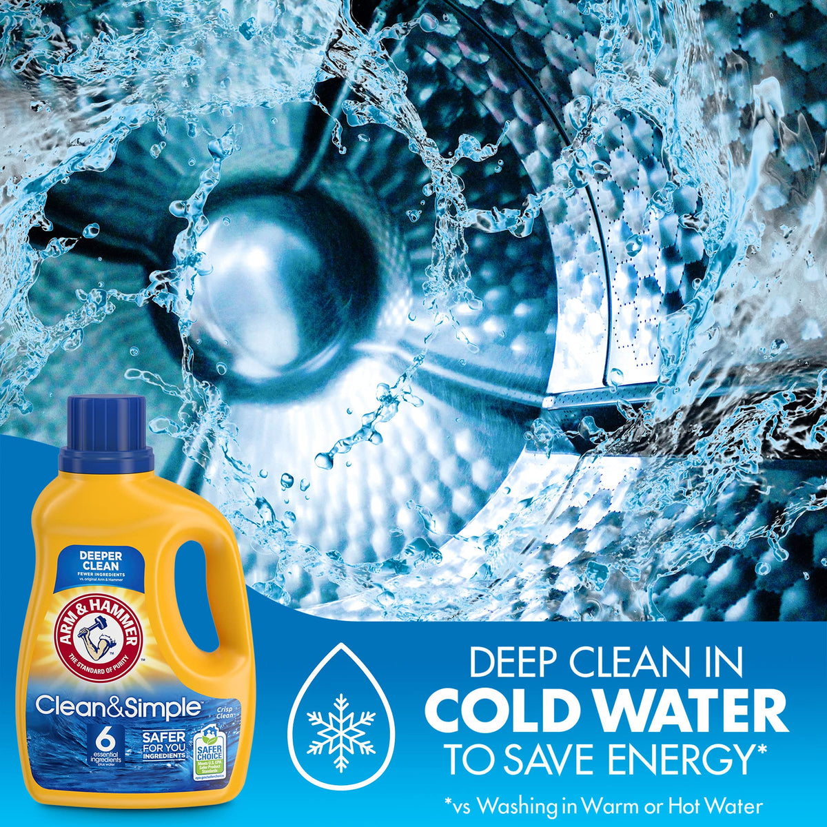 Arm & Hammer Clean & Simple, 25 Loads Liquid Laundry Detergent, 43.75 Fl oz, (packaging may vary)