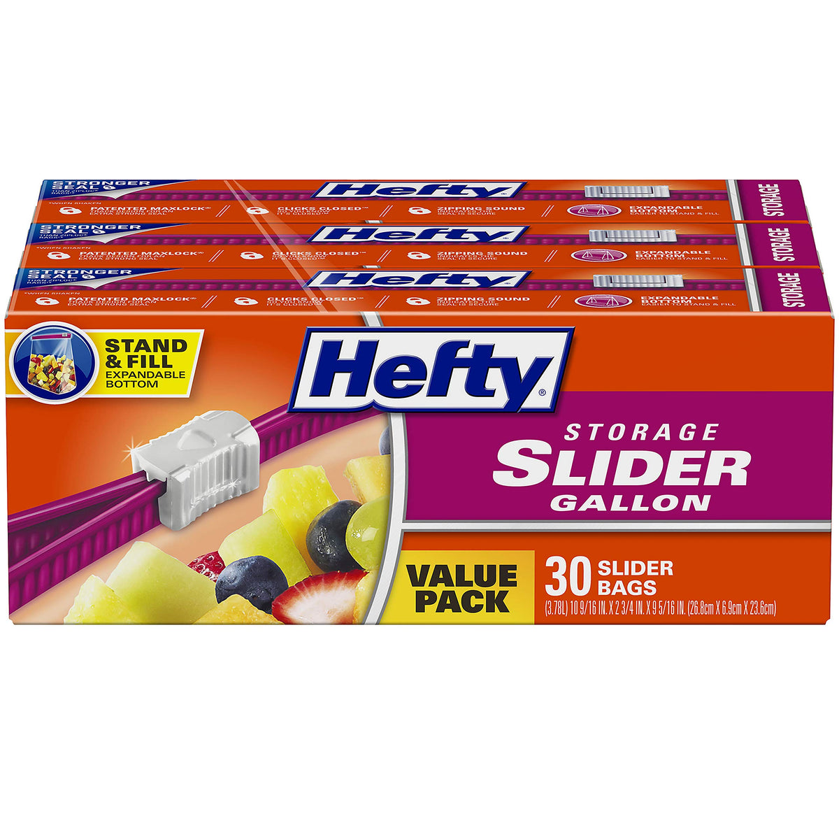 Slider Storage Bags, Gallon Size, 90 Total (30 Count (3 Pack))