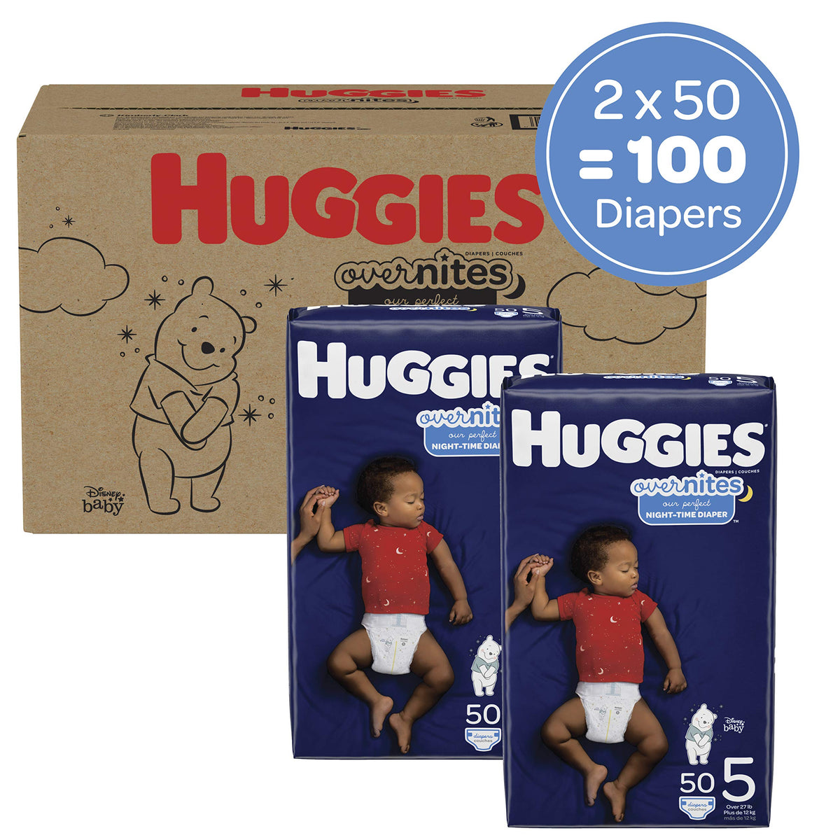 Huggies Overnites Diapers, Size 5