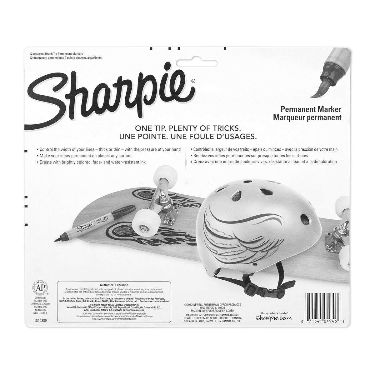 SHARPIE Permanent Markers, Brush Tip, Assorted, 12 Pack