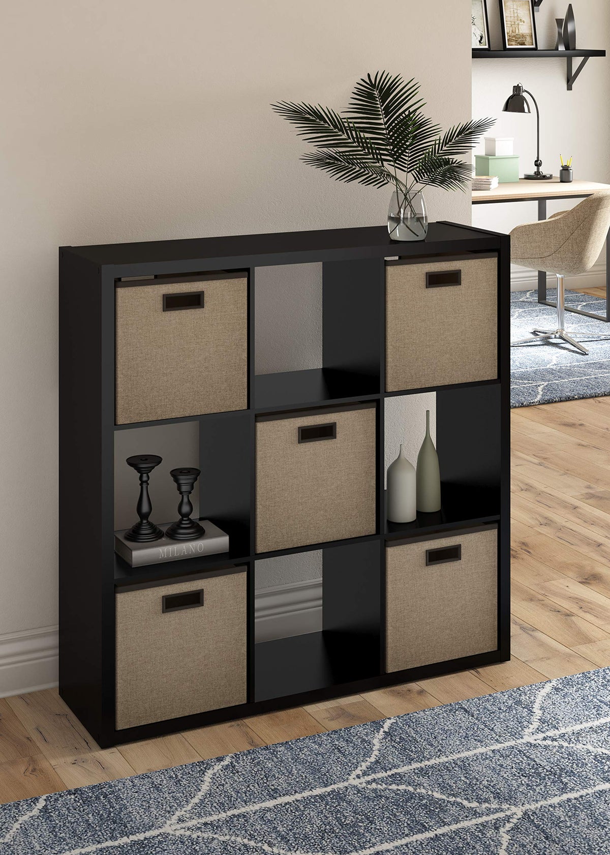 ClosetMaid 4593 Decorative Open Back 9-Cube Storage Organizer, Black