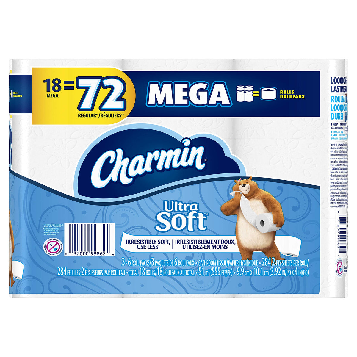 Charmin Ultra Soft Toilet Paper, 18 Mega Rolls