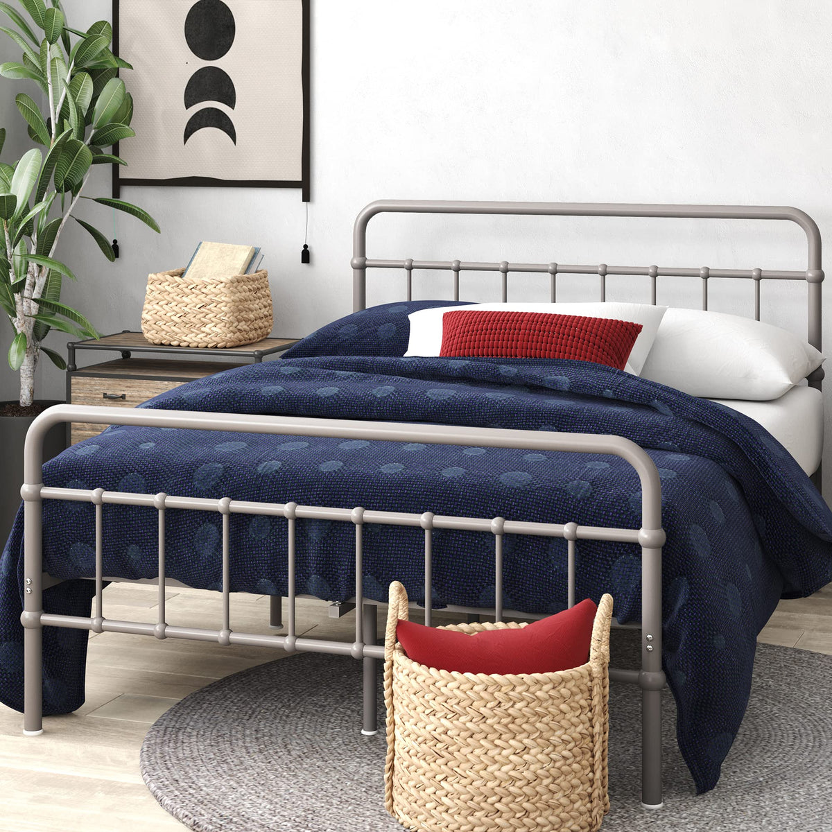 ZINUS Florence Metal Platform Bed Frame, Mattress Foundation, No Box Spring Needed, Easy Assembly, Grey, Twin