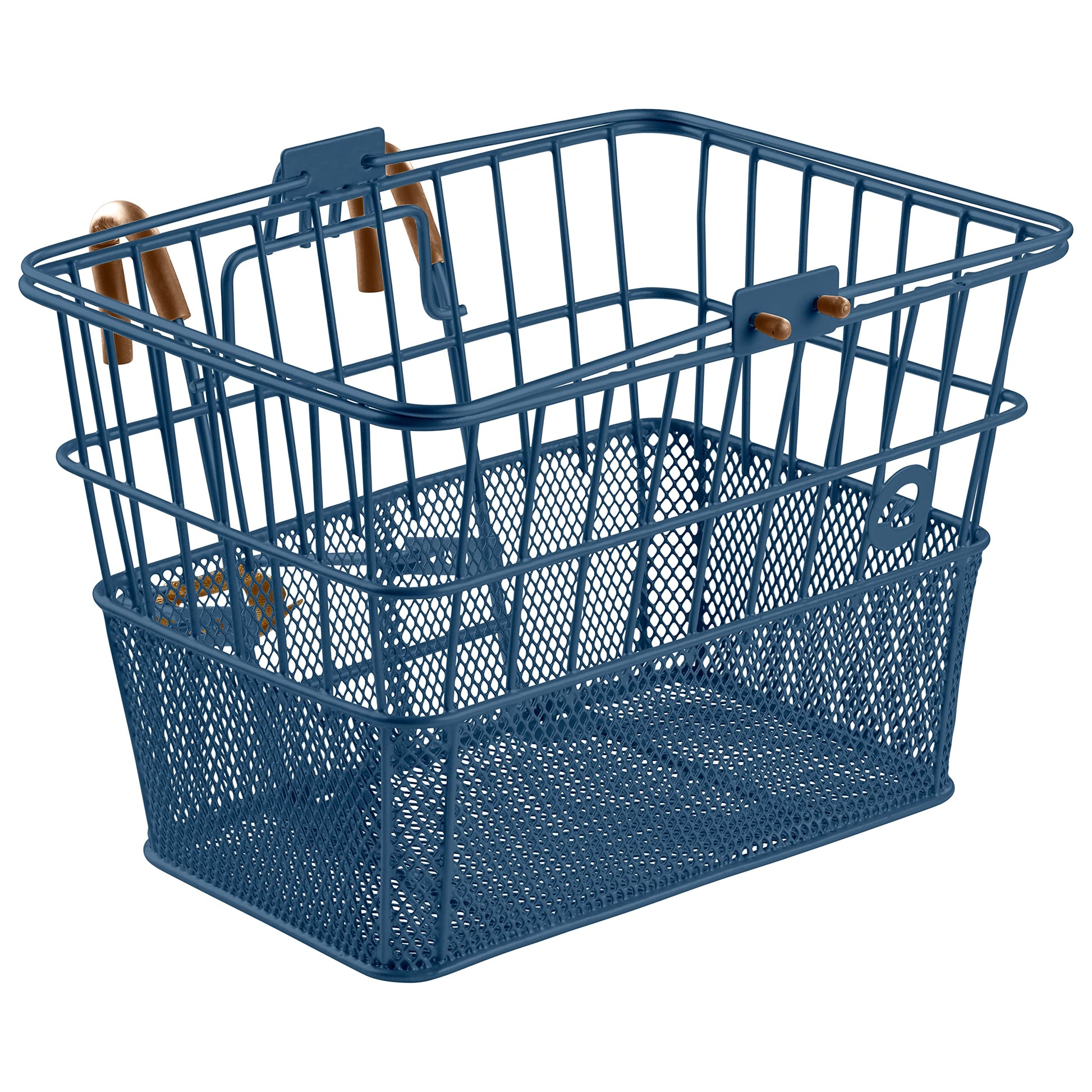 Retrospec Apollo Detachable Front Bike Basket Steel Half-Mesh with Integrated Detachable Hooks and Built-in Handle, Easy Assembly and Portability for Bicycles, Navy