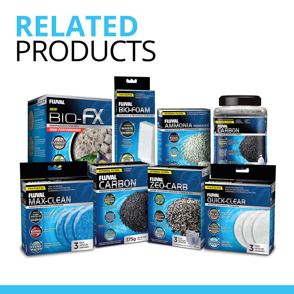 Fluval FX Carbon Foam, Replacement Aquarium Filter Media, 2-Pack, A249,White