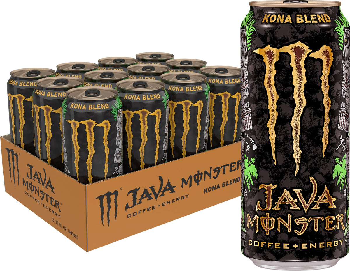 Monster Energy Java Monster Kona Blend, Coffee + Energy Drink, 15 Ounce (Pack of 12)