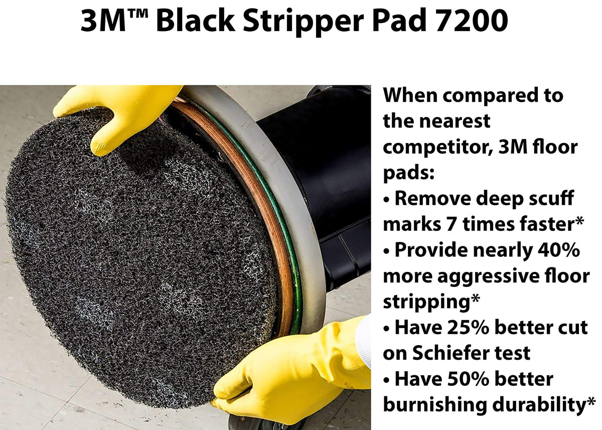 3M Black Stripper Pad 7200, 12 in