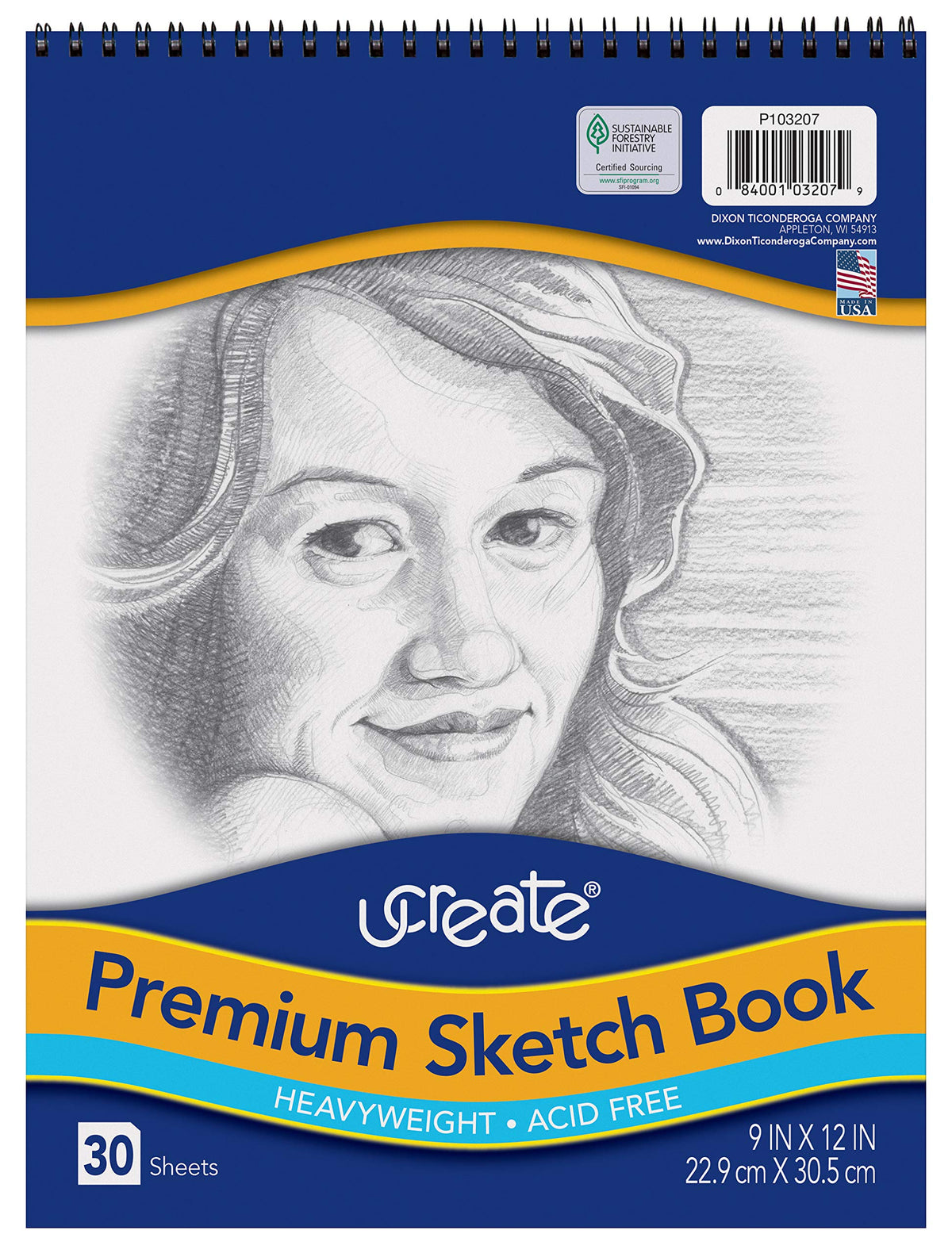 UCREATE Premium Sketch Book, Heavyweight, 9" x 12", 30 Sheets, White (103207)