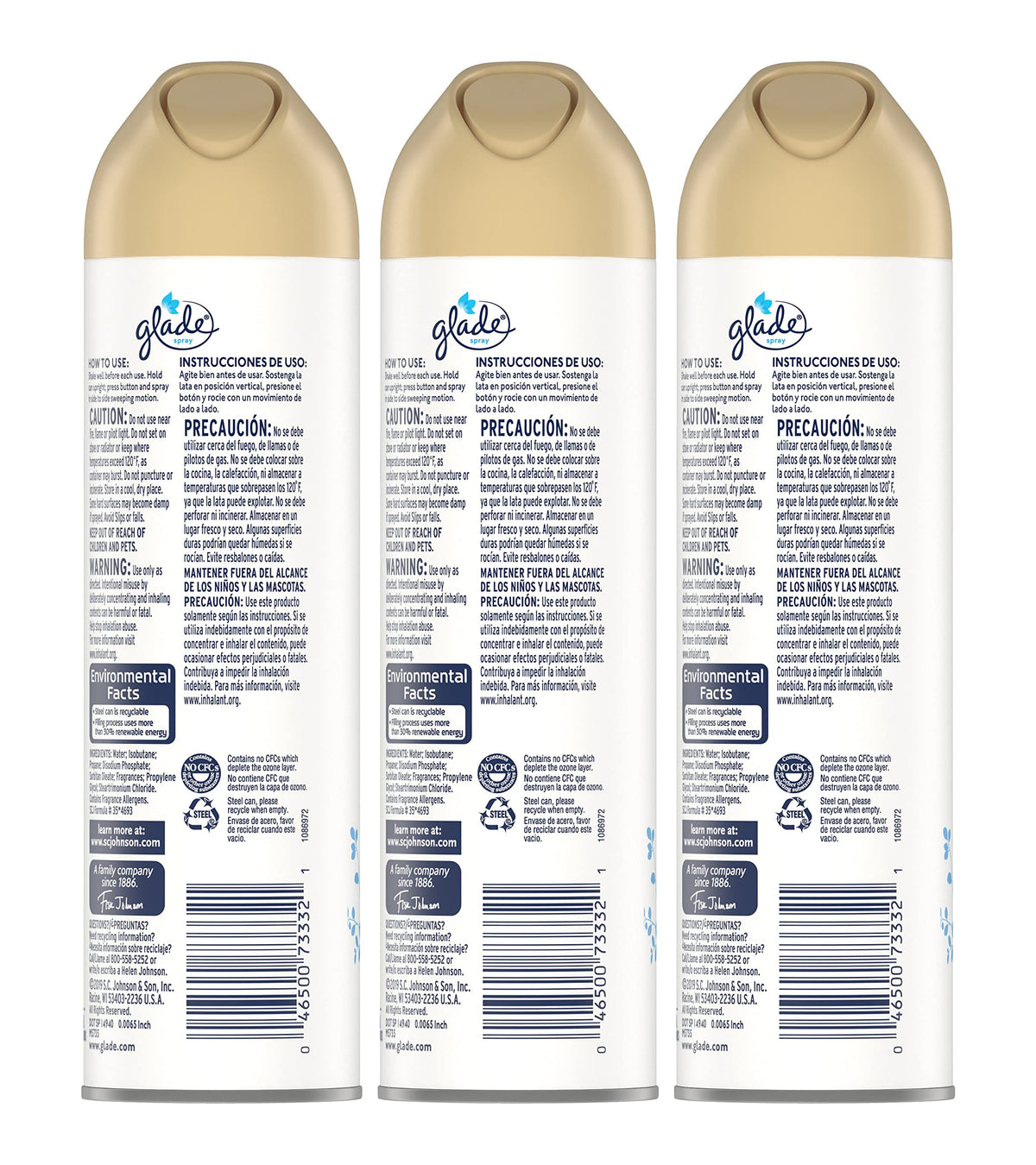 Glade Air Freshener 8 Oz Clean Lenin 3-Pack
