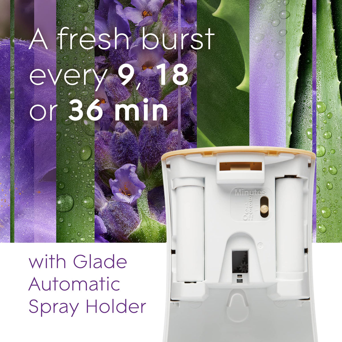 Glade Automatic Spray Refill, Air Freshener for Home and Bathroom, Tranquil Lavender & Aloe, 6.2 Oz, 3 Count