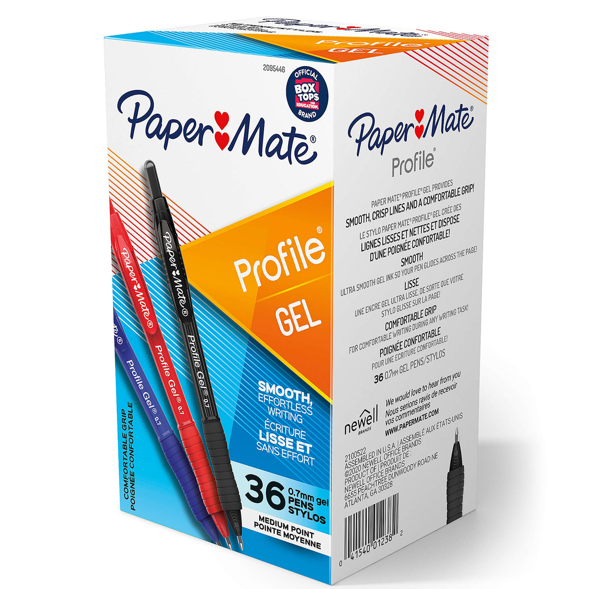Paper Mate Gel Pen, Profile Retractable Pen, 0.7mm, Assorted, 36 Count
