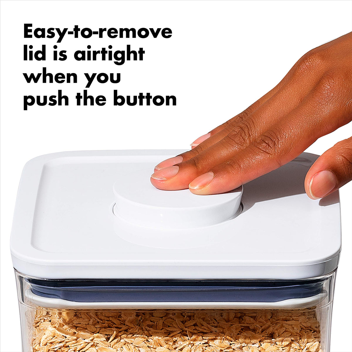 OXO Good Grips 3-PC Small Square Short POP Container Set, White,Grey