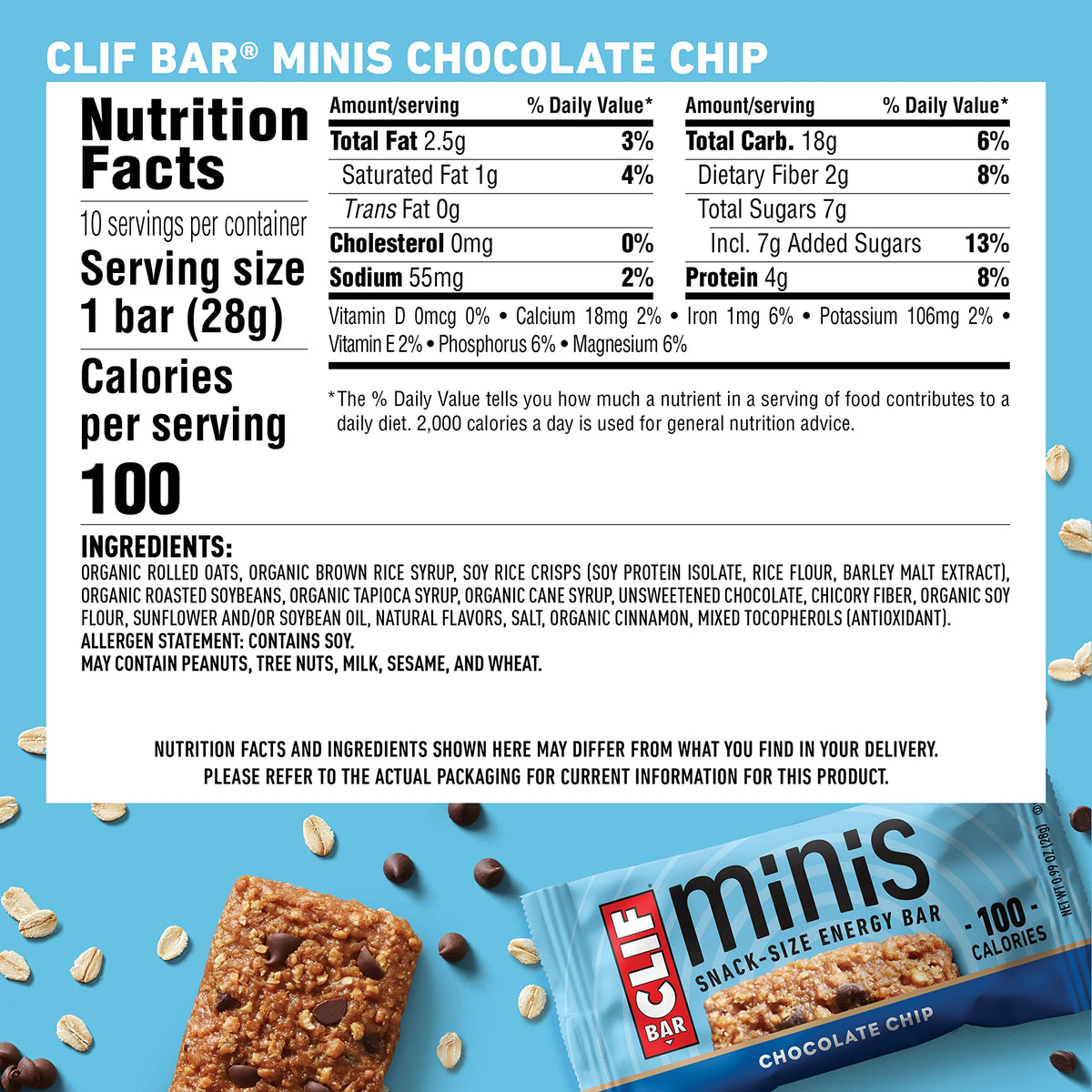 Clif Bar - 24 Full Size and 20 Mini Energy Bars - Chocolate Chip, Crunchy Peanut Butter, Chocolate Brownie, Cool Mint Chocolate (2.4oz and 0.99oz Protein Bars, 44 Count)